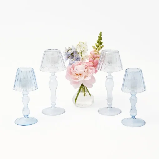 Summer Candleware | Candle Holders<Mrs. Alice Blue Glass Lantern Tea Light Holder Set