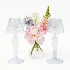 Summer Candleware | Candle Holders<Mrs. Alice Blue Glass Lantern Tea Light Holders (Pair) - 24cm