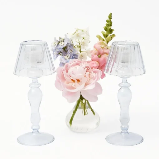 Summer Candleware | Candle Holders<Mrs. Alice Blue Glass Lantern Tea Light Holders (Pair) - 24cm