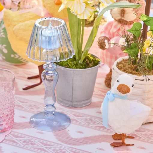 Summer Candleware | Candle Holders<Mrs. Alice Blue Glass Lantern Tea Light Holders (Pair) - 24cm