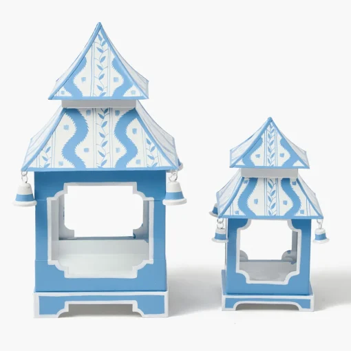 Summer Candleware | Pagodas & Lanterns<Mrs. Alice Blue Ikat Pagoda Lantern