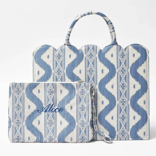 Mrs. Alice Tote Bags | Mrs. Alice Monogram<Mrs. Alice Blue Ikat Pochette