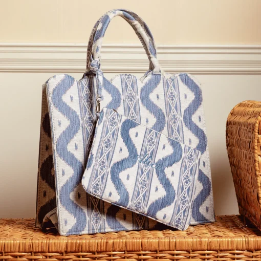 Mrs. Alice Tote Bags | Mrs. Alice Monogram<Mrs. Alice Blue Ikat Pochette