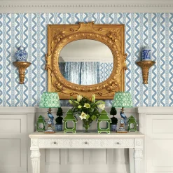 Serena Fresson Wallpapers<Mrs. Alice Blue Ikat Stripe Wallpaper