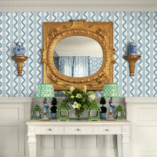 Serena Fresson Wallpapers<Mrs. Alice Blue Ikat Stripe Wallpaper