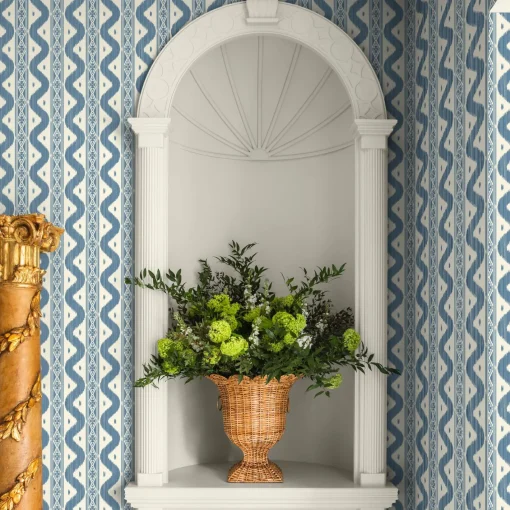Serena Fresson Wallpapers<Mrs. Alice Blue Ikat Stripe Wallpaper