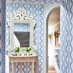 Serena Fresson Wallpapers<Mrs. Alice Blue Ikat Stripe Wallpaper