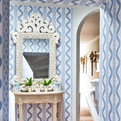 Serena Fresson Wallpapers<Mrs. Alice Blue Ikat Stripe Wallpaper