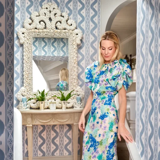 Serena Fresson Wallpapers<Mrs. Alice Blue Ikat Stripe Wallpaper