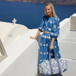 Mrs. Alice Tote Bags | Mrs. Alice Monogram<Mrs. Alice Blue Ikat Travel Bag