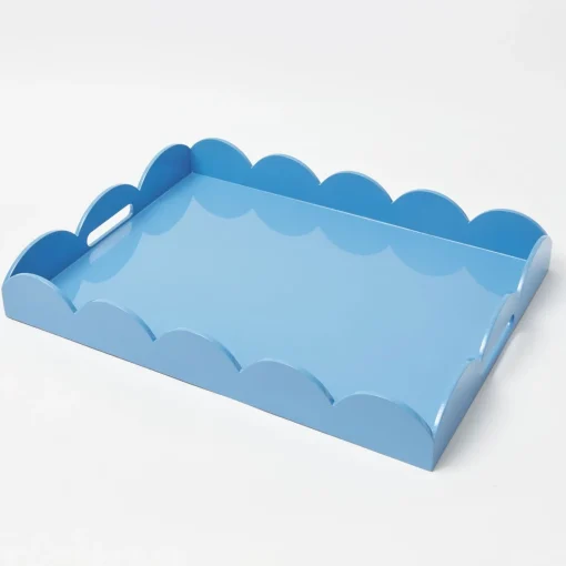 Trays | For Her<Mrs. Alice Blue Lacquer Scalloped Tray