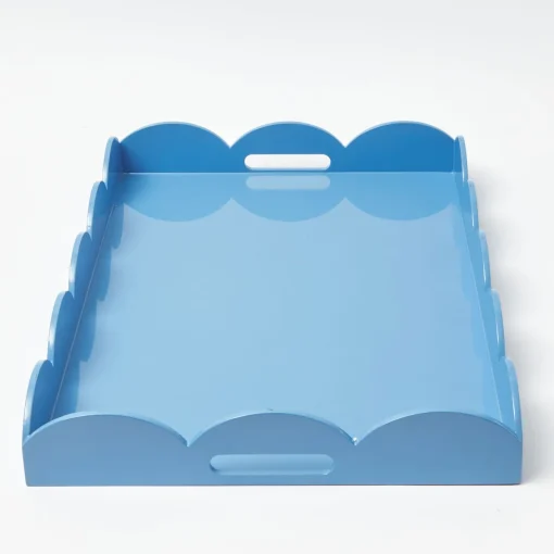 Trays | For Her<Mrs. Alice Blue Lacquer Scalloped Tray