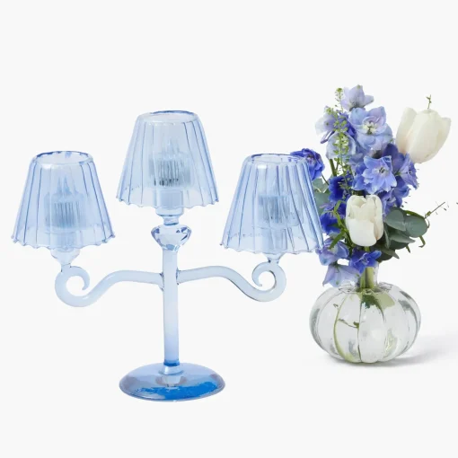 Candle Holders | Pagodas & Lanterns<Mrs. Alice Blue Lantern Tealight Candleabra