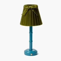 Rechargeable Table Lamps<Mrs. Alice Blue Leonora Lacquer Rechargeable Lamp with Olive Velvet Bow Shade (18cm)