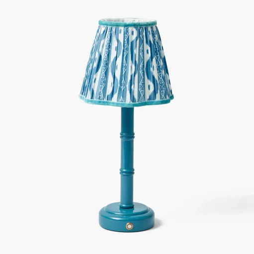 Rechargeable Table Lamps<Mrs. Alice Blue Leonora Lacquer Rechargeable Lamp with Blue Ikat Shade (18cm)