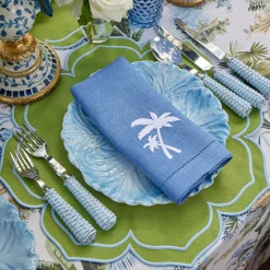 Summer Table Linen | Napkins<Mrs. Alice Blue Linen Palm Tree Napkins (Set of 4)