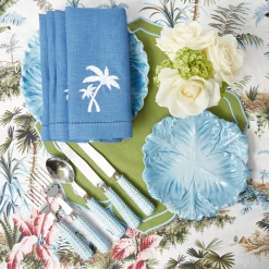 Summer Table Linen | Napkins<Mrs. Alice Blue Linen Palm Tree Napkins (Set of 4)