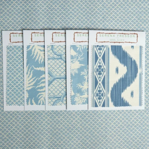 Serena Fresson Fabrics<Mrs. Alice Blue Lotus Flower Fabric