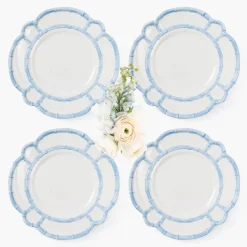 Dinner Plates | Crockery Sets<Mrs. Alice Blue Melamine Bamboo Dinner Plate (Set of 4)