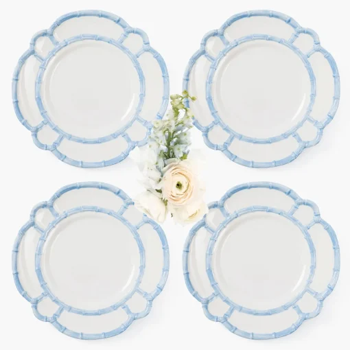 Dinner Plates | Crockery Sets<Mrs. Alice Blue Melamine Bamboo Dinner Plate (Set of 4)