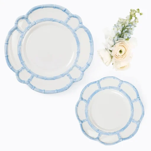 Crockery Sets<Mrs. Alice Blue Melamine Bamboo Dinner & Starter Plates (Set of 8)