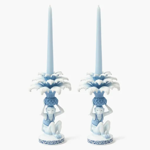 Summer Candleware | Candle Holders<Mrs. Alice Blue Monkey Candle Holders (Pair)