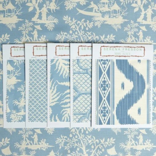 Serena Fresson Fabrics<Mrs. Alice Blue Pagoda Garden Fabric