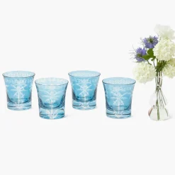 Summer Glassware | Glasses<Mrs. Alice Blue Palm Water Glasses (Set of 4)