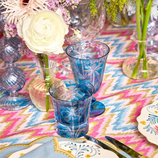 Summer Glassware | Glasses<Mrs. Alice Blue Palm Water Glasses (Set of 4)