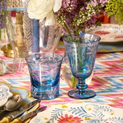 Summer Glassware | Glasses<Mrs. Alice Blue Palm Water Glasses (Set of 4)
