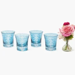 Summer Glassware | Glasses<Mrs. Alice Blue Palm Water Glasses (Set of 4)
