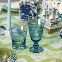 Summer Glassware | Glasses<Mrs. Alice Blue Palm Wine Glasses (Set of 4)