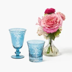 Summer Glassware | Glasses<Mrs. Alice Blue Palm Wine Glasses (Set of 4)
