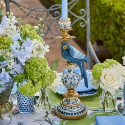 Summer Candleware | Candle Holders<Mrs. Alice Blue Parrot Candle Holder (Pair)