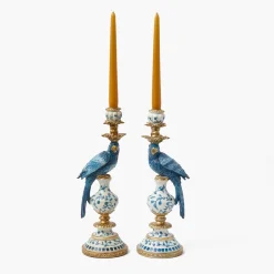 Summer Candleware | Candle Holders<Mrs. Alice Blue Parrot Candle Holder (Pair)