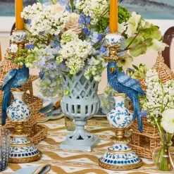 Summer Candleware | Candle Holders<Mrs. Alice Blue Parrot Candle Holder (Pair)