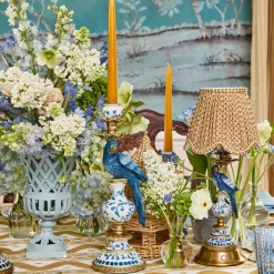 Summer Candleware | Candle Holders<Mrs. Alice Blue Parrot Candle Holder (Pair)