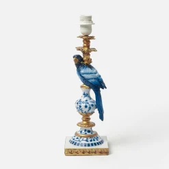 Corded Table Lamps | For Her<Mrs. Alice Blue Parrot Lamp with Blue Ikat Shade (30cm)