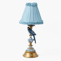Rechargeable Table Lamps<Mrs. Alice Blue Parrot Rechargeable Lamp with Soft Blue Silk Frilled Shade (18cm)
