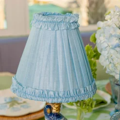 Rechargeable Table Lamps<Mrs. Alice Blue Parrot Rechargeable Lamp with Soft Blue Silk Frilled Shade (18cm)