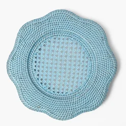 Summer Table Linen | Placemats<Mrs. Alice Blue Scalloped Rattan Charger Plates (Set of 4)