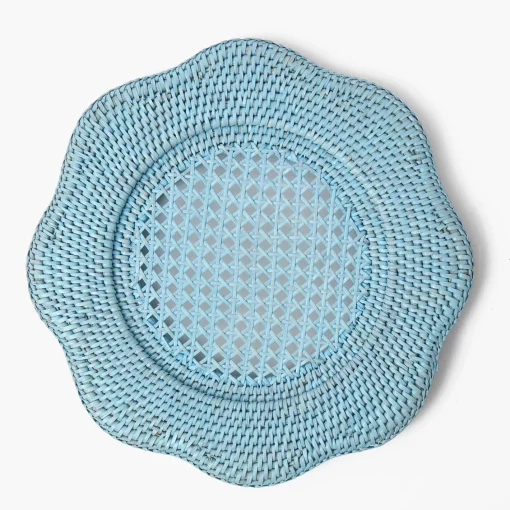 Summer Table Linen | Placemats<Mrs. Alice Blue Scalloped Rattan Charger Plates (Set of 4)