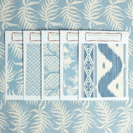 Serena Fresson Fabrics<Mrs. Alice Blue Trailing Ferns Fabric
