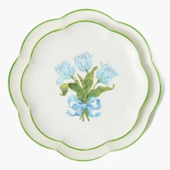 Summer Crockery | Crockery Sets<Mrs. Alice Blue Tulip Dinner & Starter Plates (Set of 8)