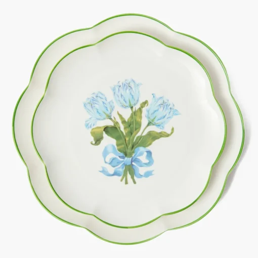 Summer Crockery | Crockery Sets<Mrs. Alice Blue Tulip Dinner & Starter Plates (Set of 8)