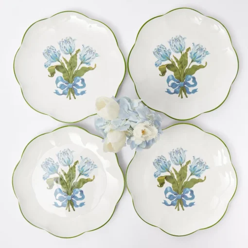 Summer Crockery | Dinner Plates<Mrs. Alice Blue Tulip Dinner Plates (Set of 4)