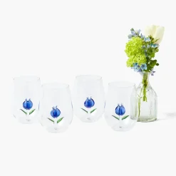 Glasses<Mrs. Alice Blue Tulip Glasses (Set of 4)