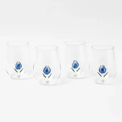 Glasses<Mrs. Alice Blue Tulip Glasses (Set of 4)