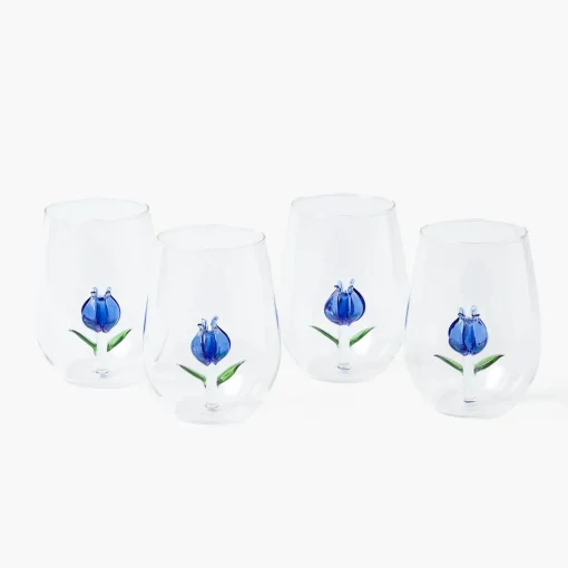 Glasses<Mrs. Alice Blue Tulip Glasses (Set of 4)