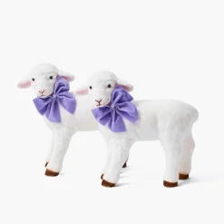 Spring Decorations<Mrs. Alice Bo Peep Lambs with Purple Bows (Pair)